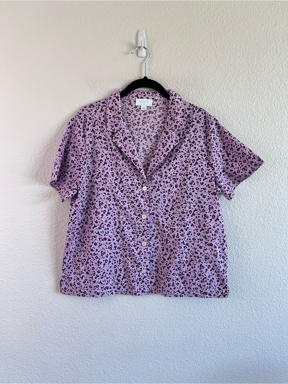 Love by Gap Women's Poplin Collard Short Sleeve Pajama Top Cheetah Print - Picture 1 of 8